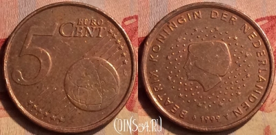 Нидерланды 5 евроцентов 1999 года, KM# 236, 405-036