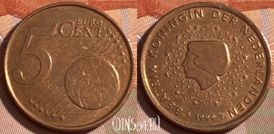 Нидерланды 5 евроцентов 1999 года, KM# 236, 489р-074