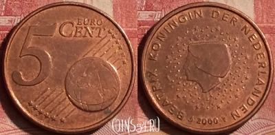 Нидерланды 5 евроцентов 2000 года, KM# 236, 254l-093