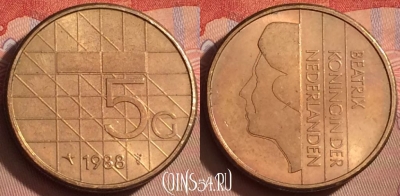 Нидерланды 5 гульденов 1988 года, KM# 210, 106l-085