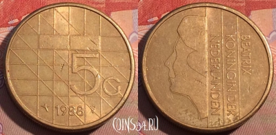 Нидерланды 5 гульденов 1988 года, KM# 210, 116c-121