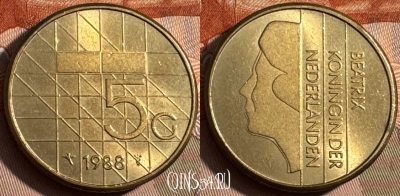 Нидерланды 5 гульденов 1988 года, KM# 210, 233s-078 ♛