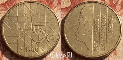 Нидерланды 5 гульденов 1988 года, KM# 210, 443q-039