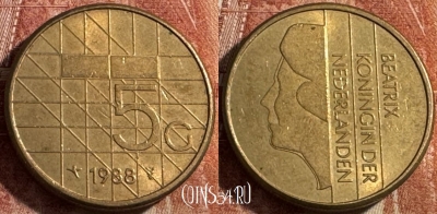 Нидерланды 5 гульденов 1988 года, KM# 210, 488s-062 ♛