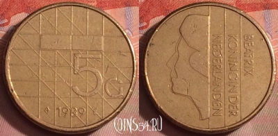 Нидерланды 5 гульденов 1989 года, KM# 210, 236k-122