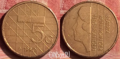 Нидерланды 5 гульденов 1990 года, KM# 210, 082m-134