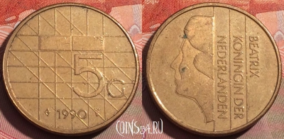 Нидерланды 5 гульденов 1990 года, KM# 210, 255a-105