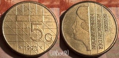 Нидерланды 5 гульденов 1993 года, KM# 210, 480s-050 ♛