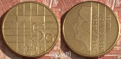 Нидерланды 5 гульденов 1994 г., редкая, KM# 210, 356r-085 ♛
