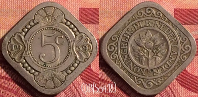 Нидерланды 5 центов 1939 года, KM# 153, 278i-012