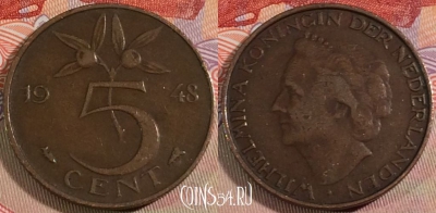 Нидерланды 5 центов 1948 года, KM# 176, 135b-018