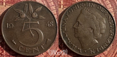 Нидерланды 5 центов 1948 года, KM# 176, 362s-138