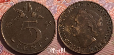 Нидерланды 5 центов 1948 года, KM# 176, a062-057