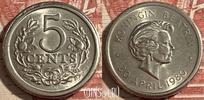 Нидерланды 5 центов 1980 г., Queen Beatrix, 477р-131 ♛