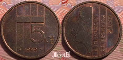 Нидерланды 5 центов 1999 года, KM# 202, a062-076