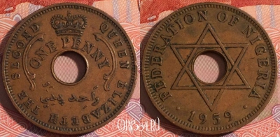 Нигерия 1 пенни 1959 года, KM# 2, a068-061