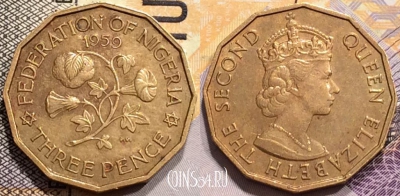 Нигерия 3 пенса 1959 года, KM# 3, 140-032