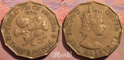 Нигерия 3 пенса 1959 года, KM# 3, 244-055