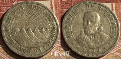 Никарагуа 10 сентаво 1939 года, KM# 17.1, 091t-057 ♛