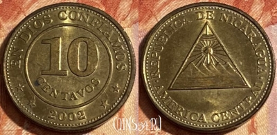 Никарагуа 10 сентаво 2002 года, KM# 98, 465q-007 ♛