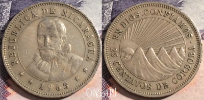 Никарагуа 25 сентаво 1965 года, KM# 18.2, 174-082