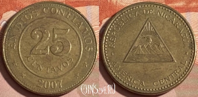 Никарагуа 25 сентаво 2007 года, KM# 104, 309r-057 ♛