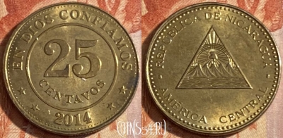 Никарагуа 25 сентаво 2014 года, KM# 99, 444r-012