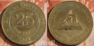 Никарагуа 25 сентаво 2014 года, KM# 99, 471r-002