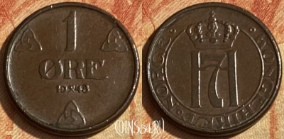 Норвегия 1 эре 1948 года, KM# 367, 463q-536