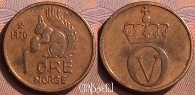 Норвегия 1 эре 1970 года, KM# 403, 412-125