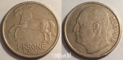 Норвегия 1 крона 1961 года, см. состояние, 68-017a