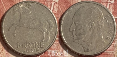 Норвегия 1 крона 1969 года, KM# 409, 483р-067 ♛