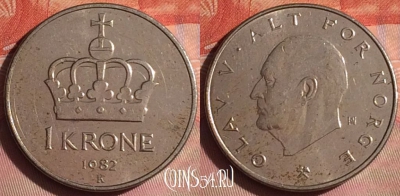 Норвегия 1 крона 1982 года, KM# 419, 044i-016