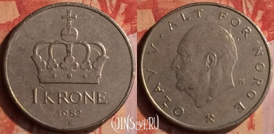Норвегия 1 крона 1982 года, KM# 419, 413-071