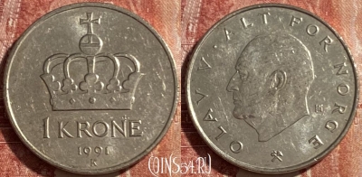 Норвегия 1 крона 1991 года, KM# 419, 475р-135