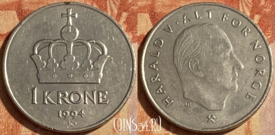 Норвегия 1 крона 1994 года, KM# 436, 463q-518