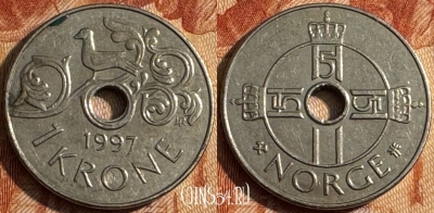 Норвегия 1 крона 1997 года, KM# 462, 148s-053