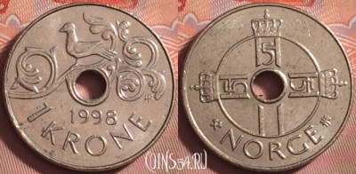 Норвегия 1 крона 1998 года, KM# 462, 193k-093
