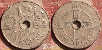 Норвегия 1 крона 2000 года, KM# 462, 193l-045