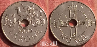 Норвегия 1 крона 2009 года, KM# 462, 409-112