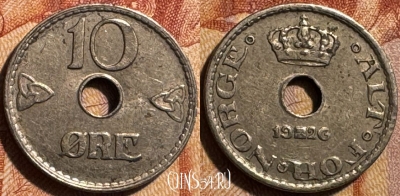 Норвегия 10 эре 1926 года, KM# 383, s502s-050