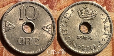 Норвегия 10 эре 1941 года, KM# 383, 502s-044