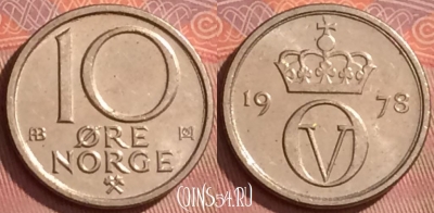 Норвегия 10 эре 1978 года, KM# 416, 291l-115