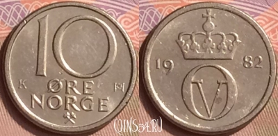 Норвегия 10 эре 1982 года, KM# 416, 442-098