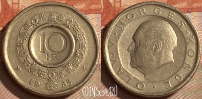 Норвегия 10 крон 1985 года, KM# 427, 109r-007