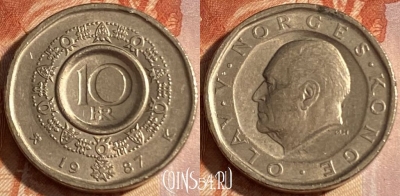 Норвегия 10 крон 1987 года, KM# 427, 155r-139
