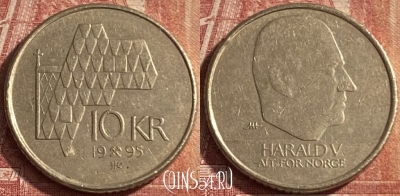 Норвегия 10 крон 1995 года, KM# 457, 077p-062