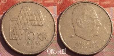 Норвегия 10 крон 1995 года, KM# 457, 248a-062