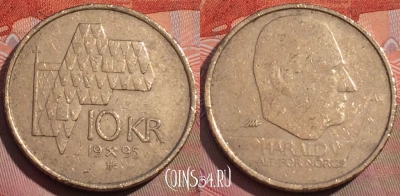 Норвегия 10 крон 1995 года, KM# 457, 258a-117