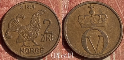 Норвегия 2 эре 1959 года, KM# 410, 463r-165